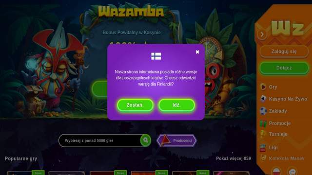 Wazamba casino screenshot